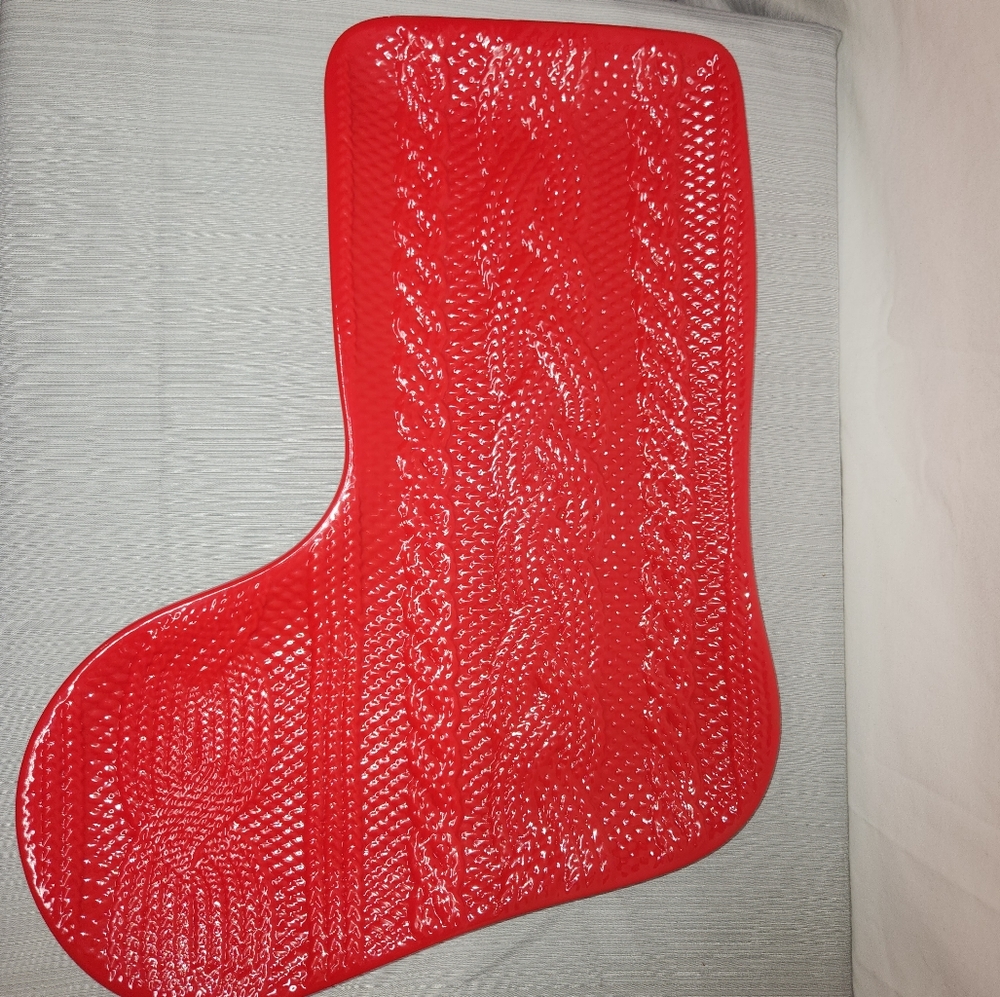 Red Christmas stocking platters